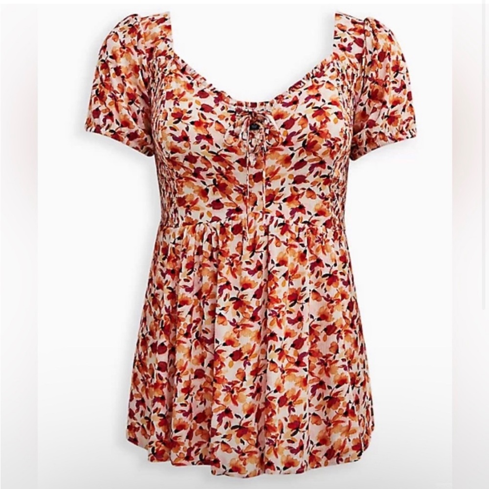 Babydoll crinkle gauze blouse